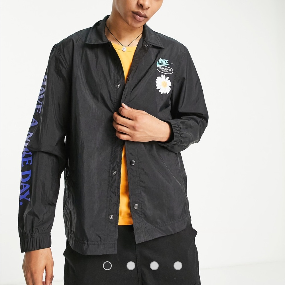 Nike 'Have A Nike Day' embroidered woven coach jacket in black. New With Tags!